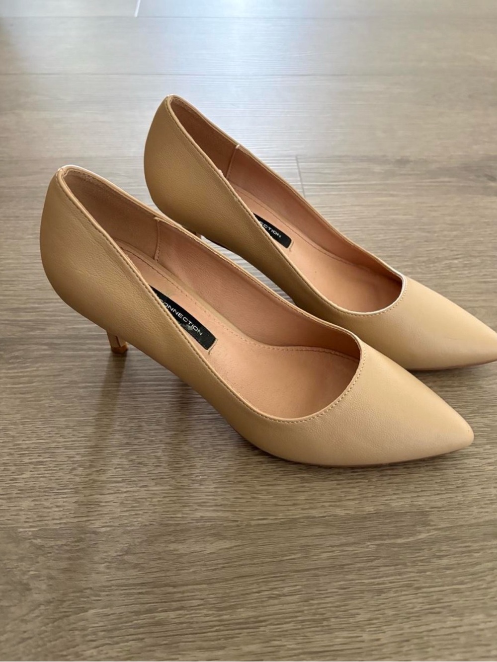French Connection Nude Pointed Toe Kitten Heels Size 8